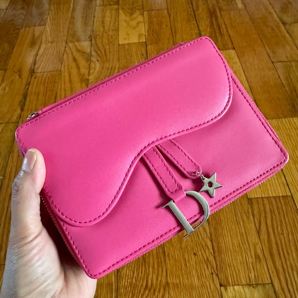 Dior Vibrant Pink Clutch with Silver Charm - Picture 1 of 7